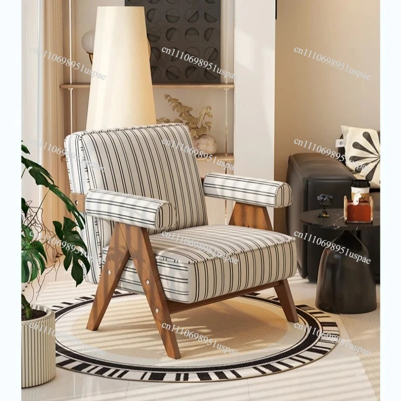 Cream Wind Sofa Chair Solid Wood Retro Living Room Leisure Single Chair Hotel Homestay Sofa Chair Home Furniture 거실 소파 Диван