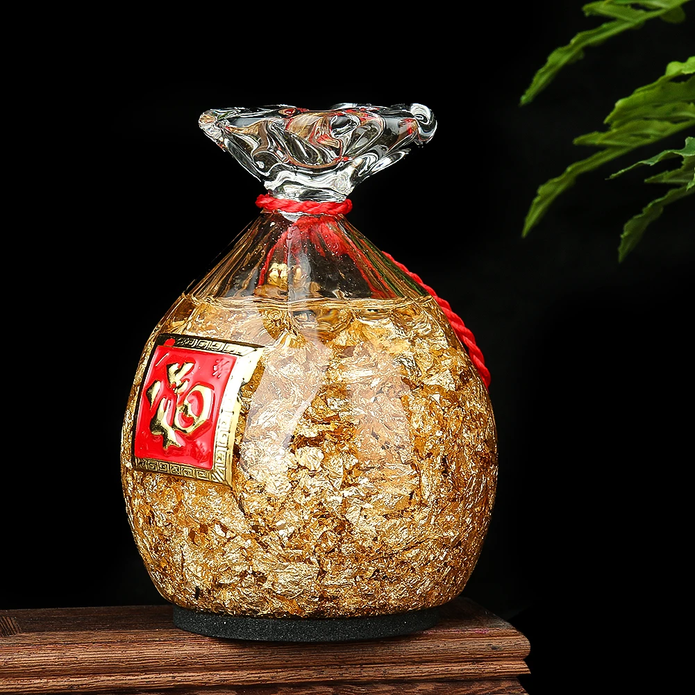Crystal Gold Foil Fortune Bag Decoration Piece Home Office Charm Fortune Handicraft Creative Feng