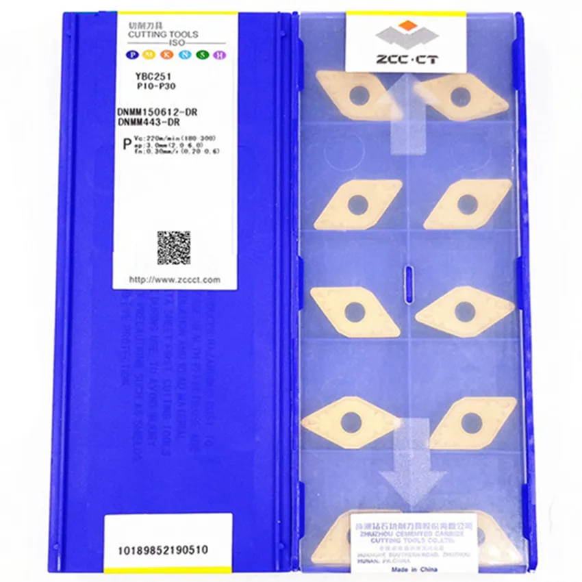 DNMG150608-DR YBC251/DNMG150612-DR YBC251/DNMM150608-DR YBC251/DNMM150612-DR YBC251 ZCC.CT ซีเอ็นซีคาร์ไบด์10ชิ้น/กล่อง
