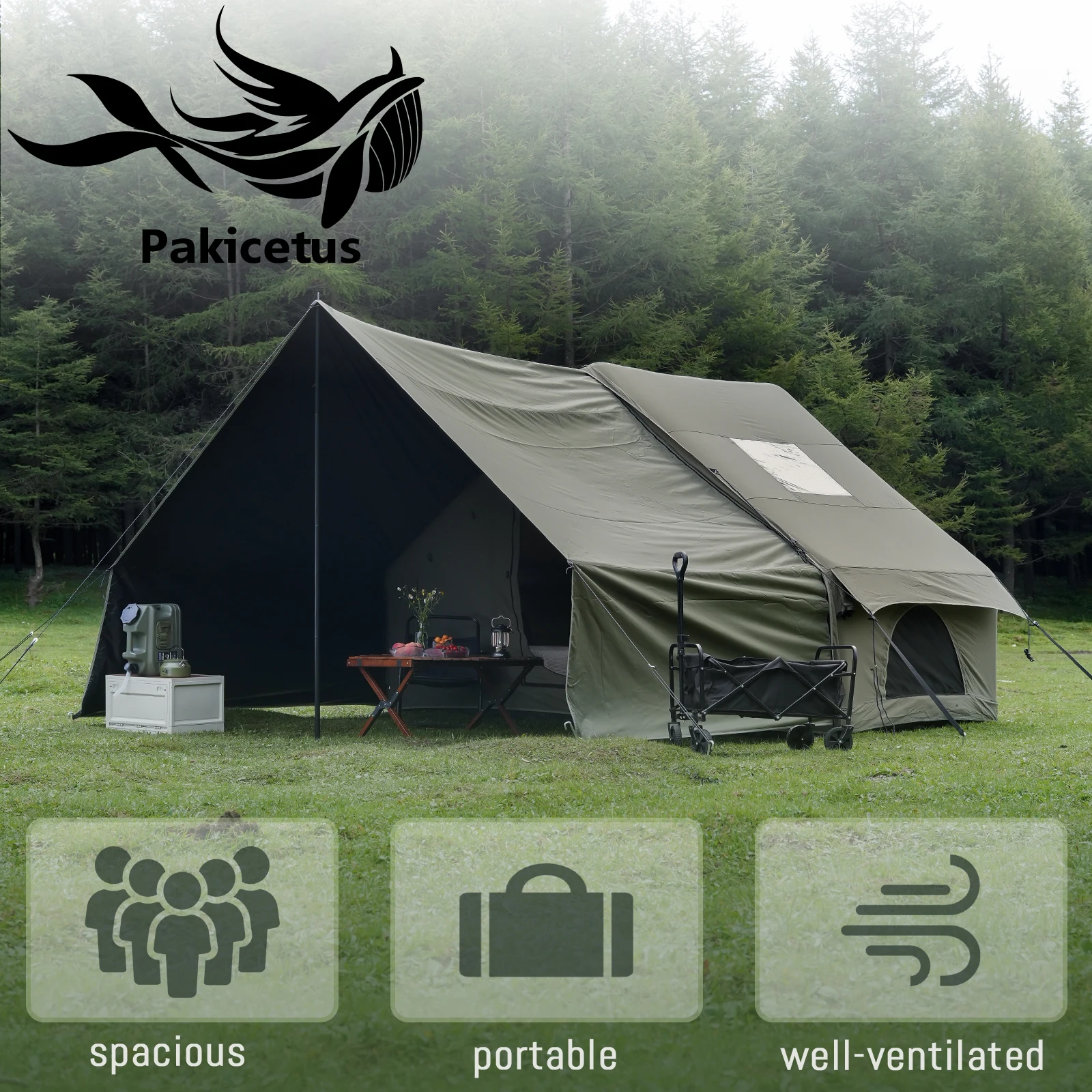 Outdoor Hunting House - เต็นท์ PAKICETUS รุ่นอัพเกรด เต็นท์พองลมสำหรับตั้งแคมป์และล่าสัตว์ พร้อมหน้าต่างมองเห็นภายนอก ไม่ต้องประกอบ