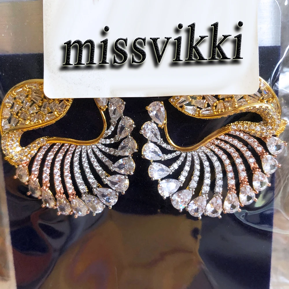 

Missvikki Luxury Shiny Big Round Earrings Trendy Cubic Zircon Indian Earrings for women Wedding Engagement Party JEWELRY GIFT