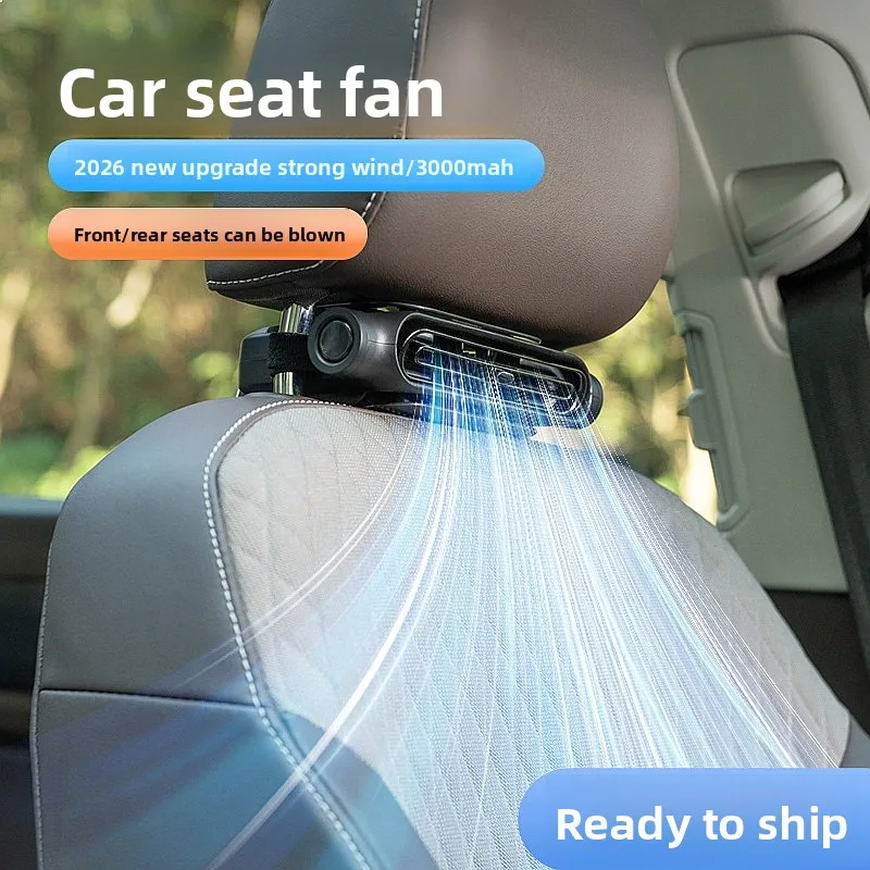 Car Seat Back Headrest Fan 2026 New Creative USB Plug Portable Leafless Cooling Fan for Vehicle Interior Car Fan