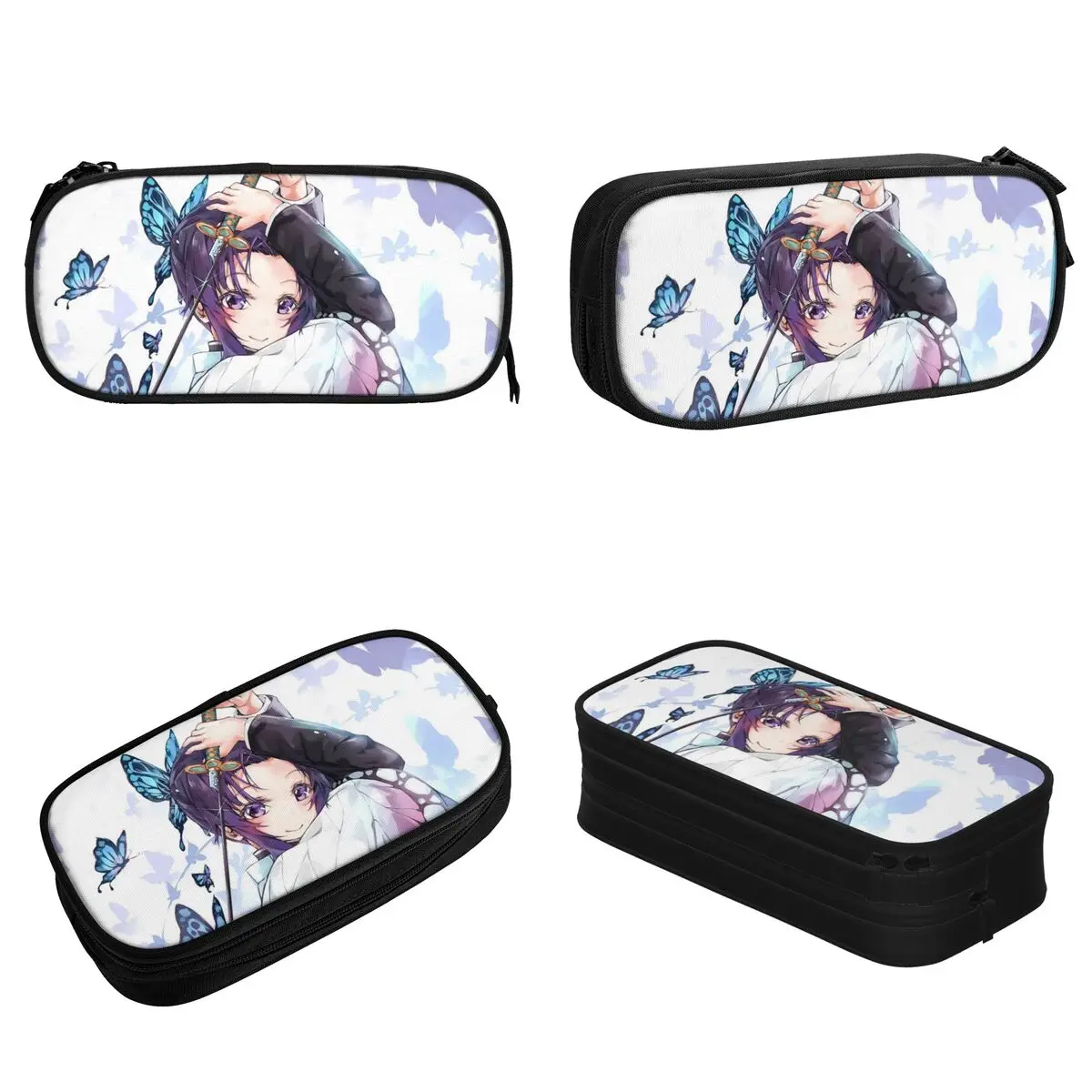 Shinobu Kocho Demon Slayer Anime Pencil Cases Lovely Pen Holder Bag Student Big Capacity Office Zipper Pencil Box