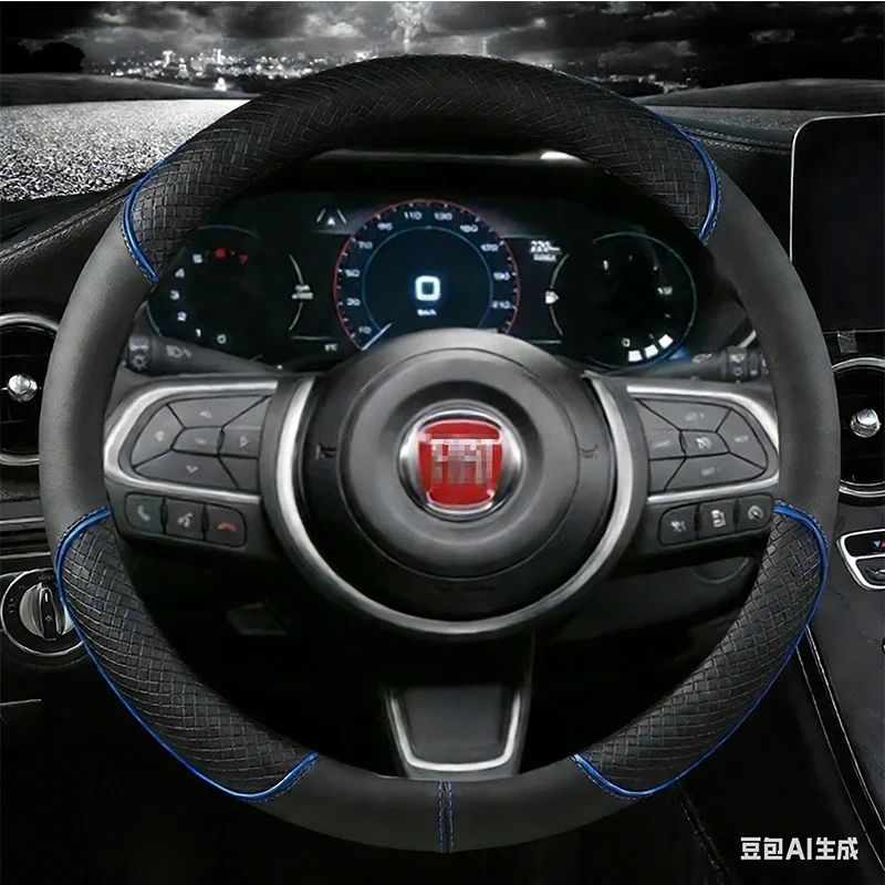 Funda de cuero para volante de coche, 38cm, 15 pulgadas, para Fiat Tipo Fullback Strada Toro Doblo Freemont Bravo Stilo, accesorios para automóviles
