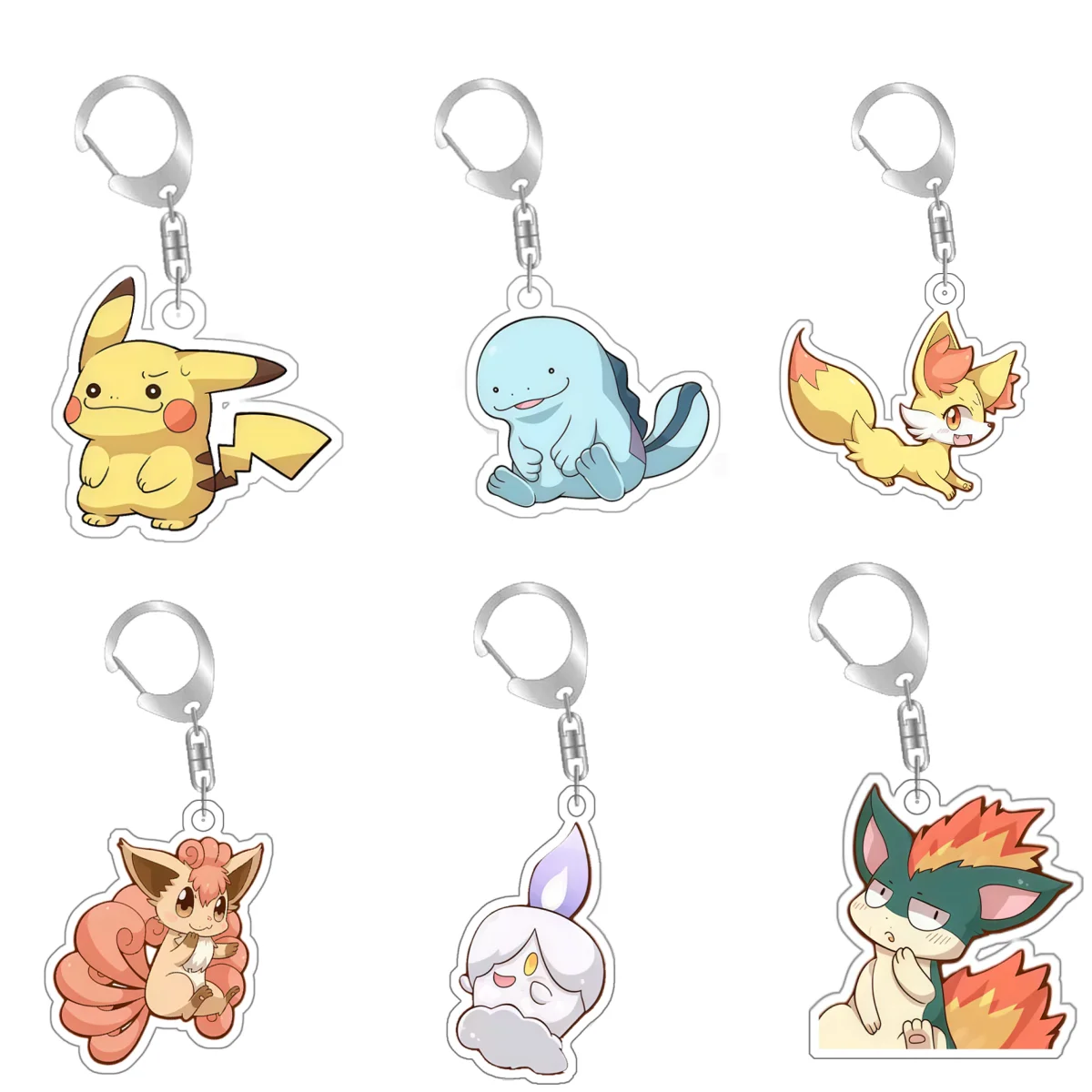Карманный Vulpix Fennekin Charmander Qikachu акриловый брелок с подвеской для сумки, очаровательная игра, коллекция аниме, самодельная игрушка в подарок