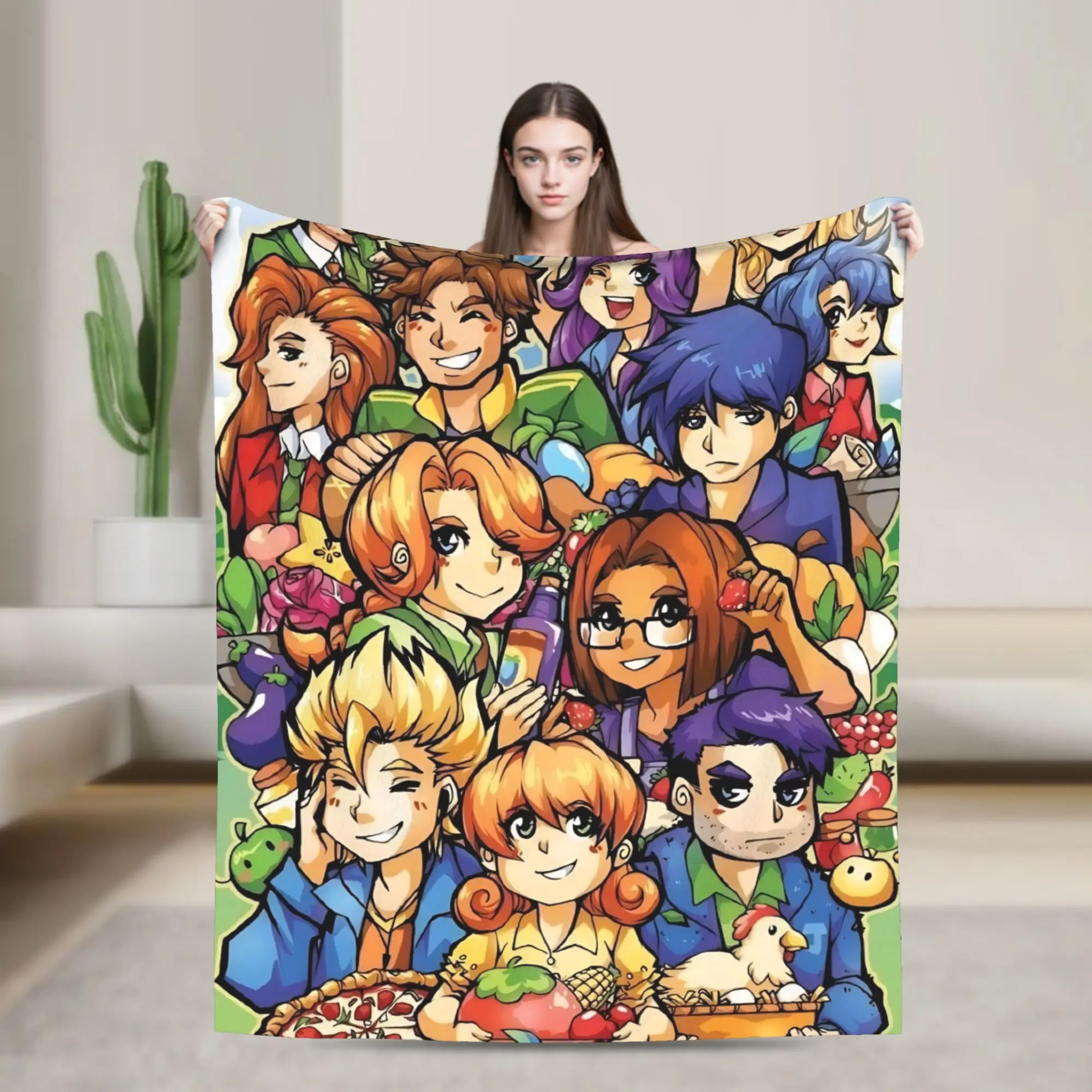 Stardew Valley Animals Chicken Blanket Warm Soft Plush Throw Blanket For Living Room Decorative Flannel Bedspread Bed Cover