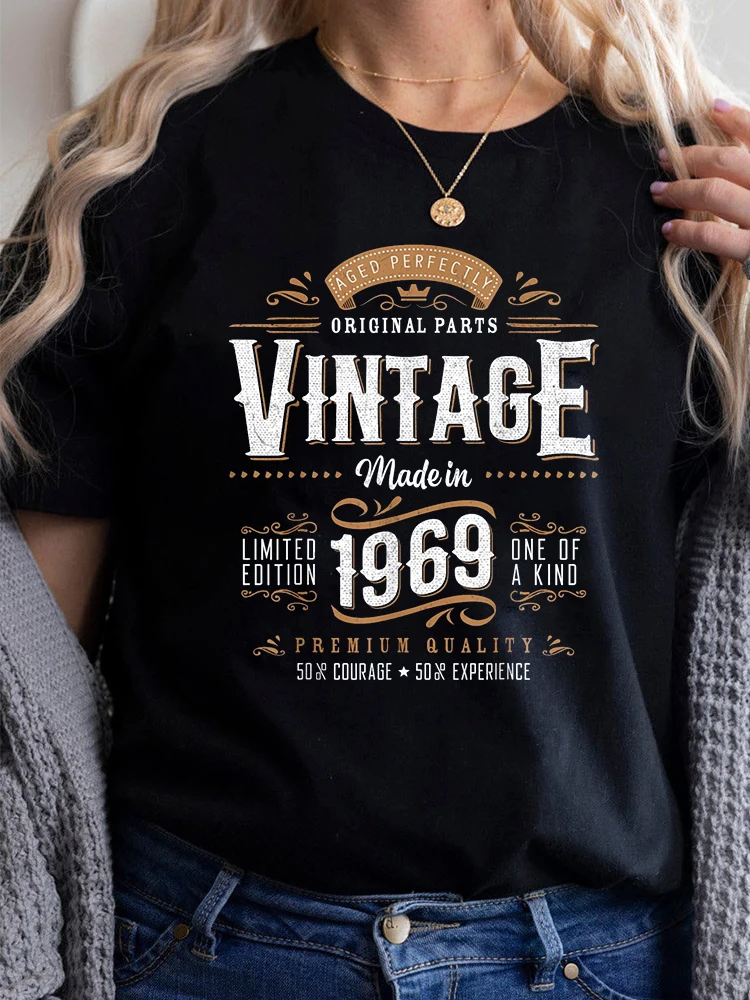 Vintage 1969 Funny Happy Birthday Gift Idea On Men\'s TShirt First Father\'s Day Tshirts Cute Tops Clothes for Teen Girl Summer