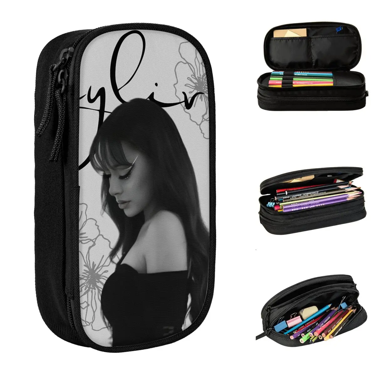 

Singer Music Ayliva Pencil Case Pen Box Bags Student Large Storage Office Cosmetic Pencilcases