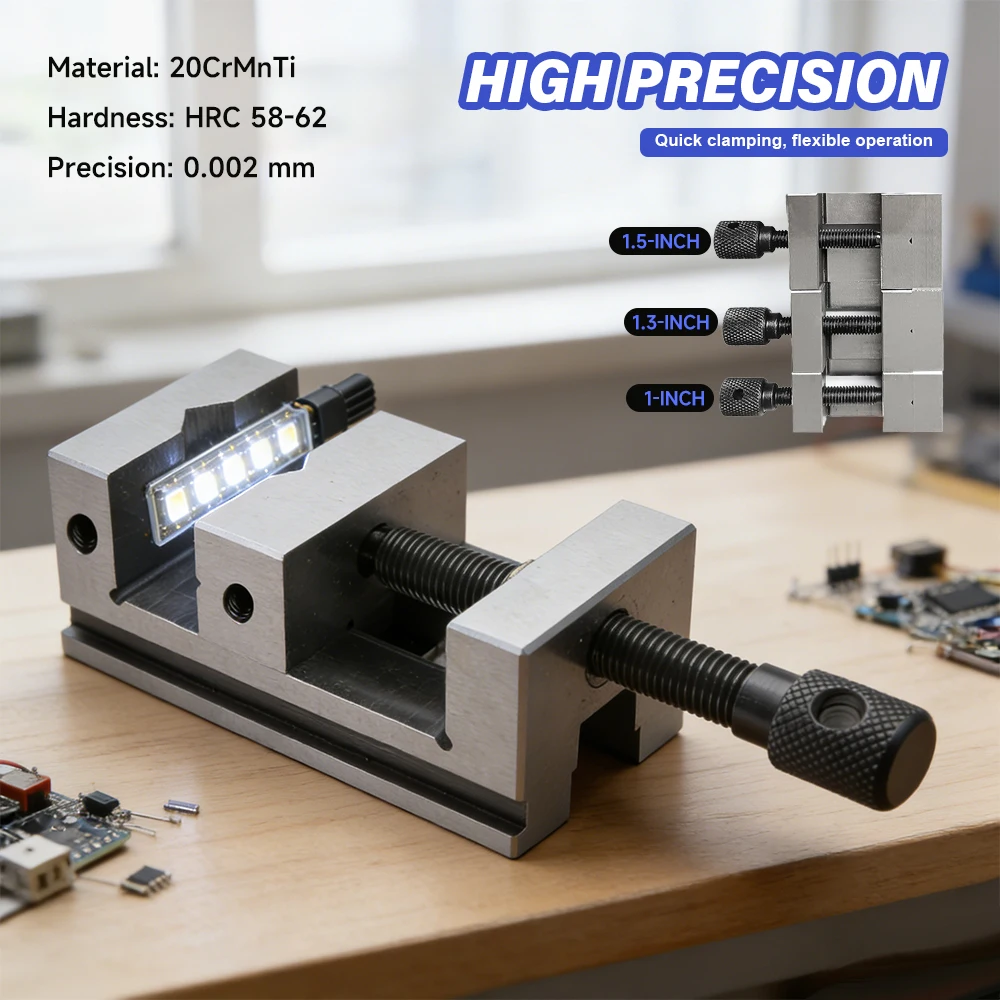 

1/1.3/1.5 Inch Mini Precision Parallel Jaw Vise V-Type Jaw Vise Cross Bench Vise for CNC Milling Engraving Machine