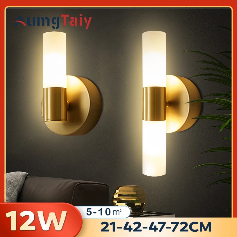 

Gold LED Bathroom Vanity Lights Fixtures Over Mirror Modern 360° Sconces Wall Lighting Bar 12W Dimming for Farmhouse Bedroom