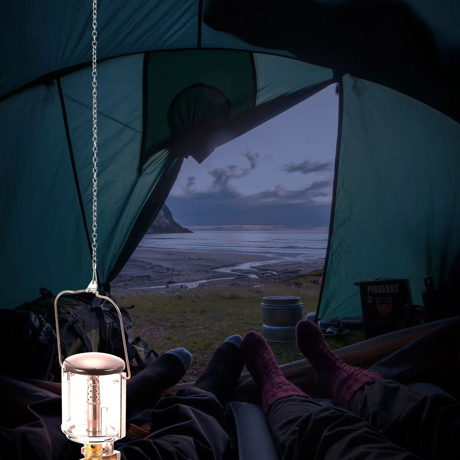 

1Pcs Outdoor Gas Lamp Powerful Flame Light for Camping Hiking Fishing Boating Bbq Safe Heat Resistant Design Camping Tent Lamp