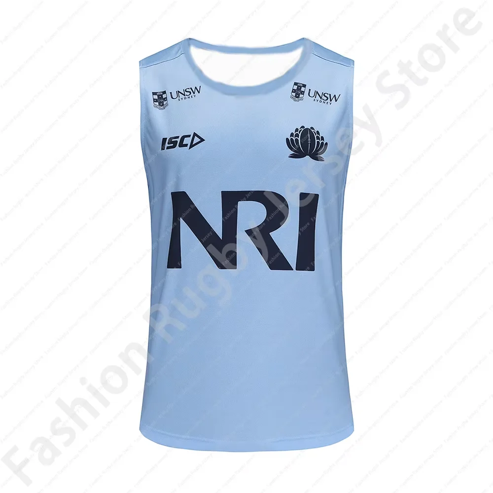 Nsw Waratahs Isc 2025 Mens Training Singlet Sky Blue Rugby Jersey Clothes Sportwear Tee Boys Team T Shirt Tank Top Vest Home Hot