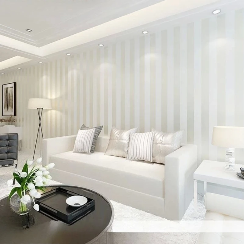 

Толстые нетканые обои в европейском стиле с 3D вертикальными полосками, теплая спальня, фон для гостиной, белая спальня