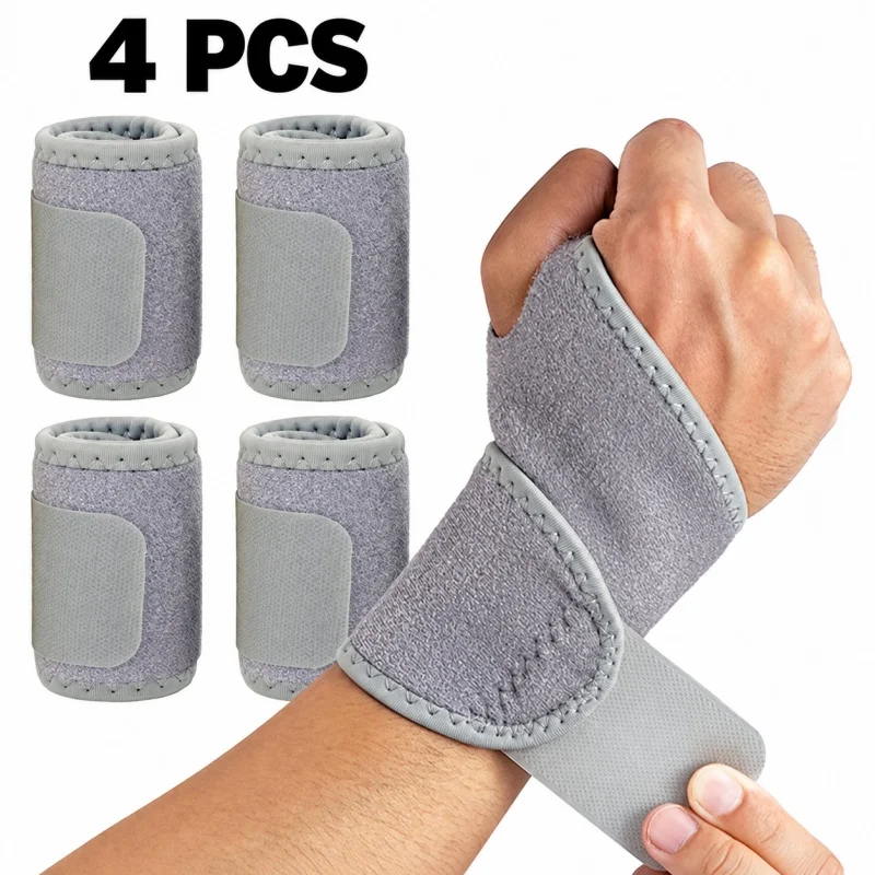 4PCS Wrist Brace Wrist Wraps for Carpal Tunnel Arthritis Tendonitis Sprains Pain Relief, Adjustable Wrist Compression Straps
