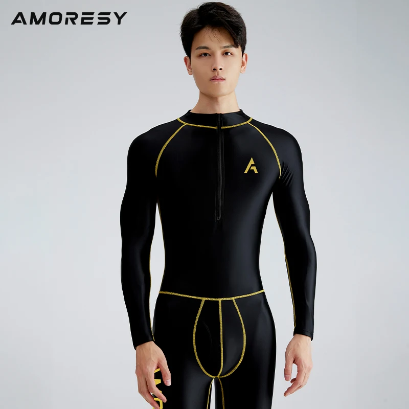 AMORESY Apollo Series Front Zipper Long Sleeve Sports Fitness Yoga Glossy Multi functional Bodysuit