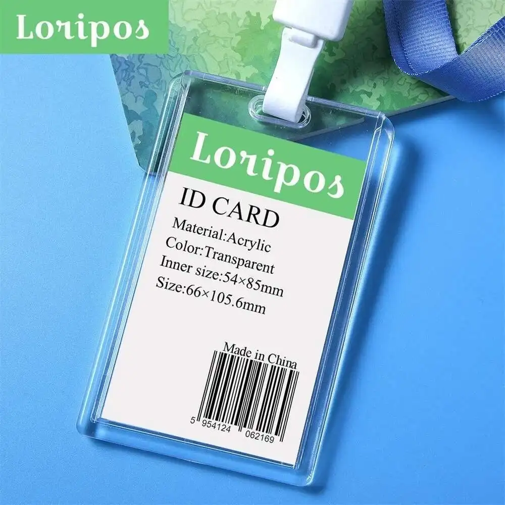 20pcs/lot Acrylic Name Id Card Case Badge Label Tag Sign Paper Frame Display With Lanyards Multi-colors Suspension Cord Rope