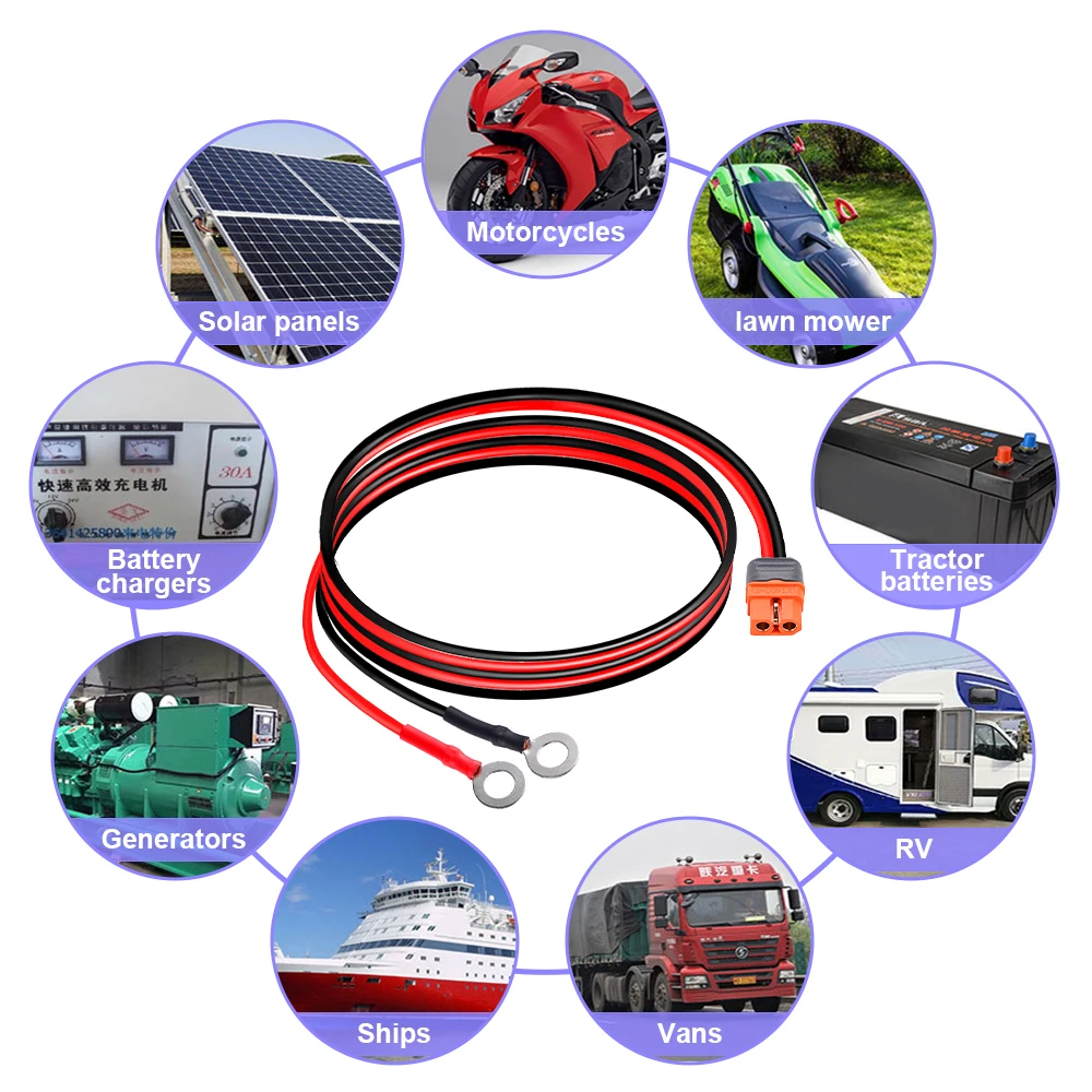 XT60i หญิงปลั๊ก M8 O แหวนตาไก่ Terminal Plug สายเชื่อมต่อ 12AWG 50 ซม.ซิลิโคนคุณภาพสูงสําหรับรถแบตเตอรี่