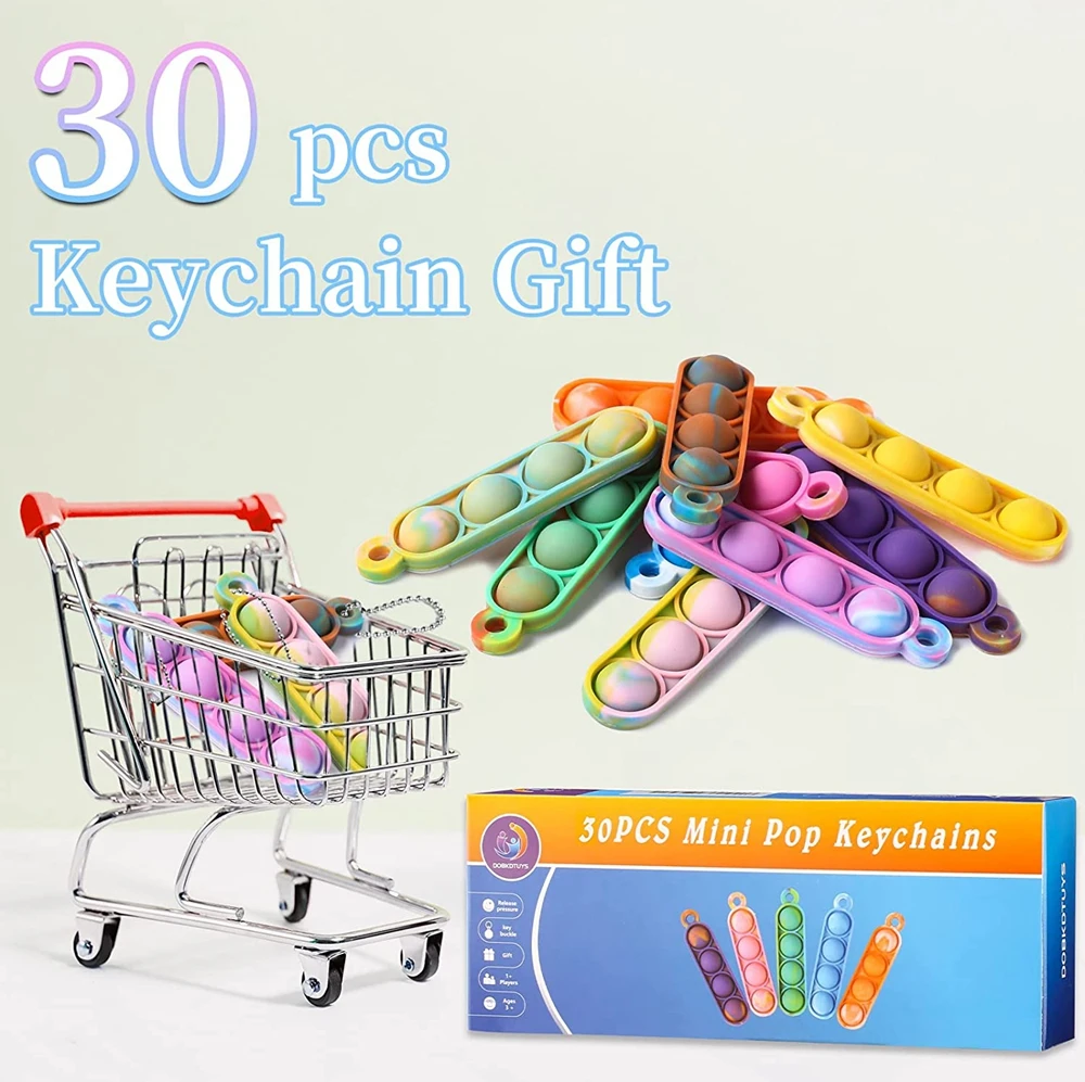 30 Stück Mini Pop Schlüsselanhänger Zappelspielzeug Push Pop Bulk Schlüsselanhänger Partygeschenke für Kinder Pop Bubble Toys Pack Jungen Mädchen Erwachsene – Detail 5