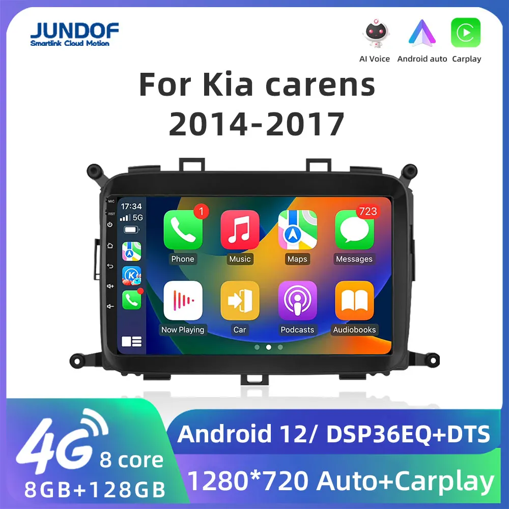 

Jundof беспроводной Carplay Android авто радио для Kia Carens 2013-2018 мультимедийное GPS авторадио 4G WIFI DSP