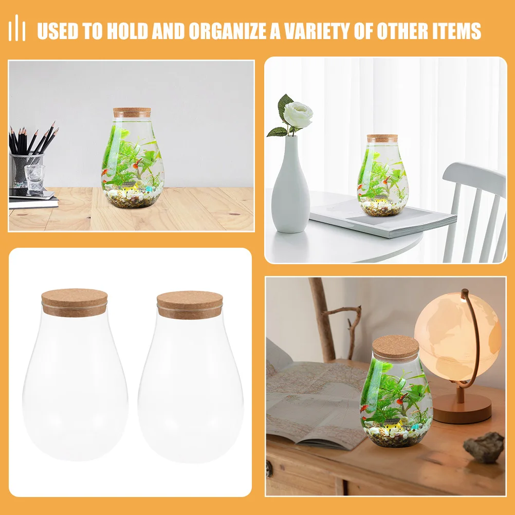 

2pcs Glass Terrarium Eco Bottle 20x14cm Empty DIY Moss Landscape Container Decorative Flower Pot Vase Home Office Garden