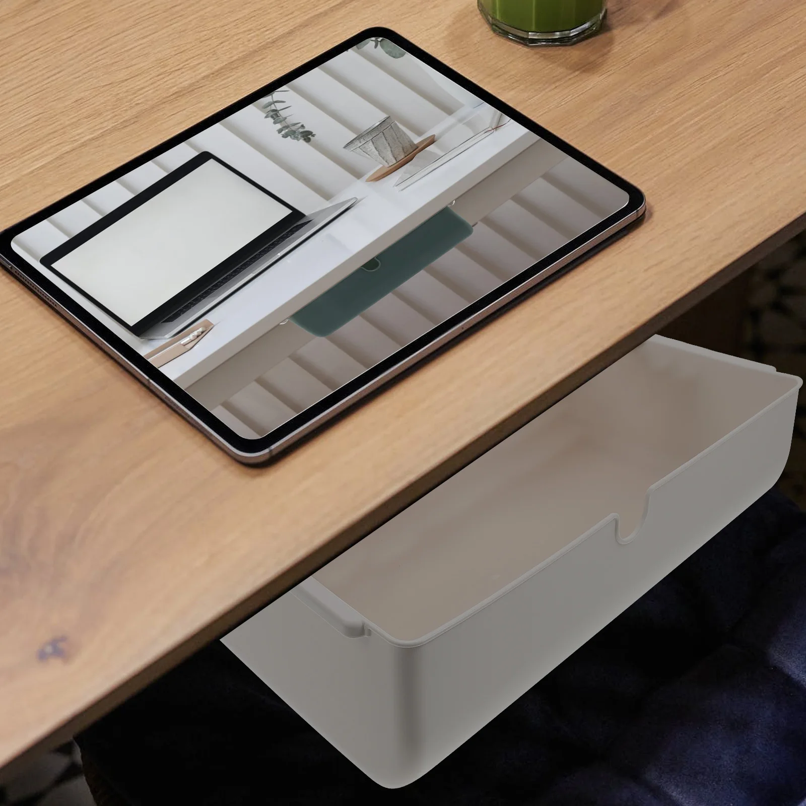 

1Pcs Storage Box Hidden Under Table Under Desk Drawer Organizer for Home Office Stationery Cable Sorting