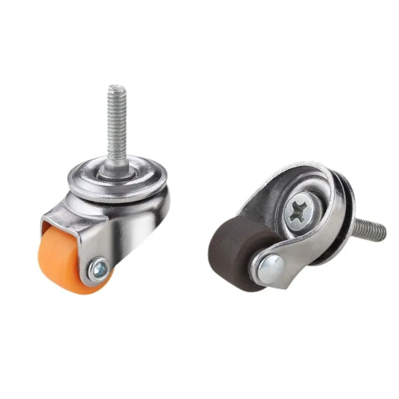 4 Pcs 0.5 Inch Mini Swivel Caster With M4 Threaded Screw - Self-tapping Rubber Wheel For Furniture, Universal Small Caster