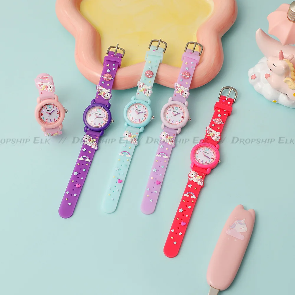 New Cartoon Children's Unicorn Watch Cute Girl Electronic Watches Student Quartz Watch Prize Gift Children's Watches