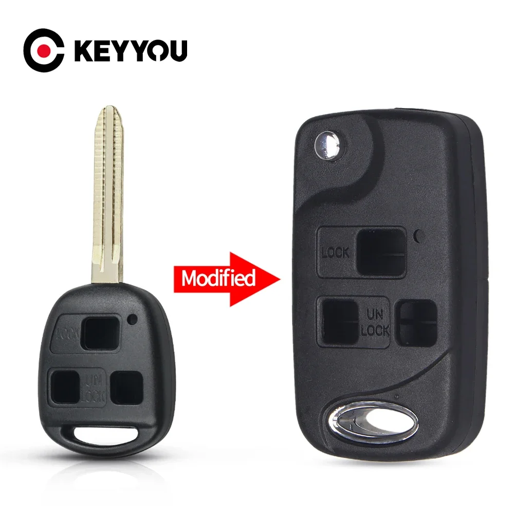 KEYYOU Toy43 Toy47 Toy48 Zdalne etui na kluczyk samochodowy do Toyoty Yaris Carina Corolla Avensis do Lexus IS200 RX300 ES300