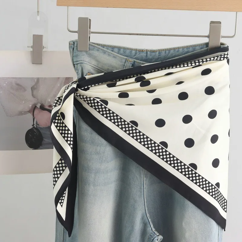

New Stacked Wear Polka Dot Triangle Scarf Waist Tie Triangular Shape Versatile Decorative Headscarf Neck Tie Stylish Layering