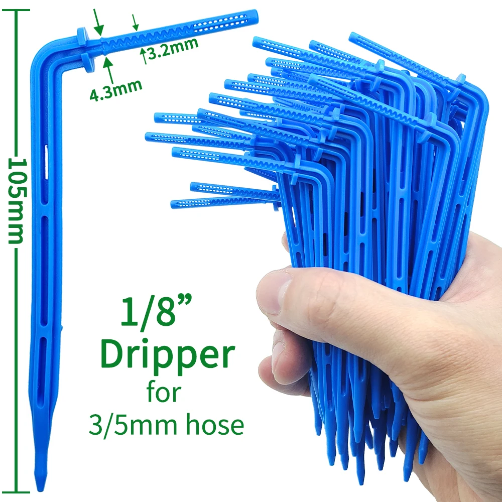 50PCS Bend Drip Arrow Dripper Micro Drip Irrigation Kit Emitters for 3/5mm Hose Garden Watering Saving Micro Dripper Greenhouse