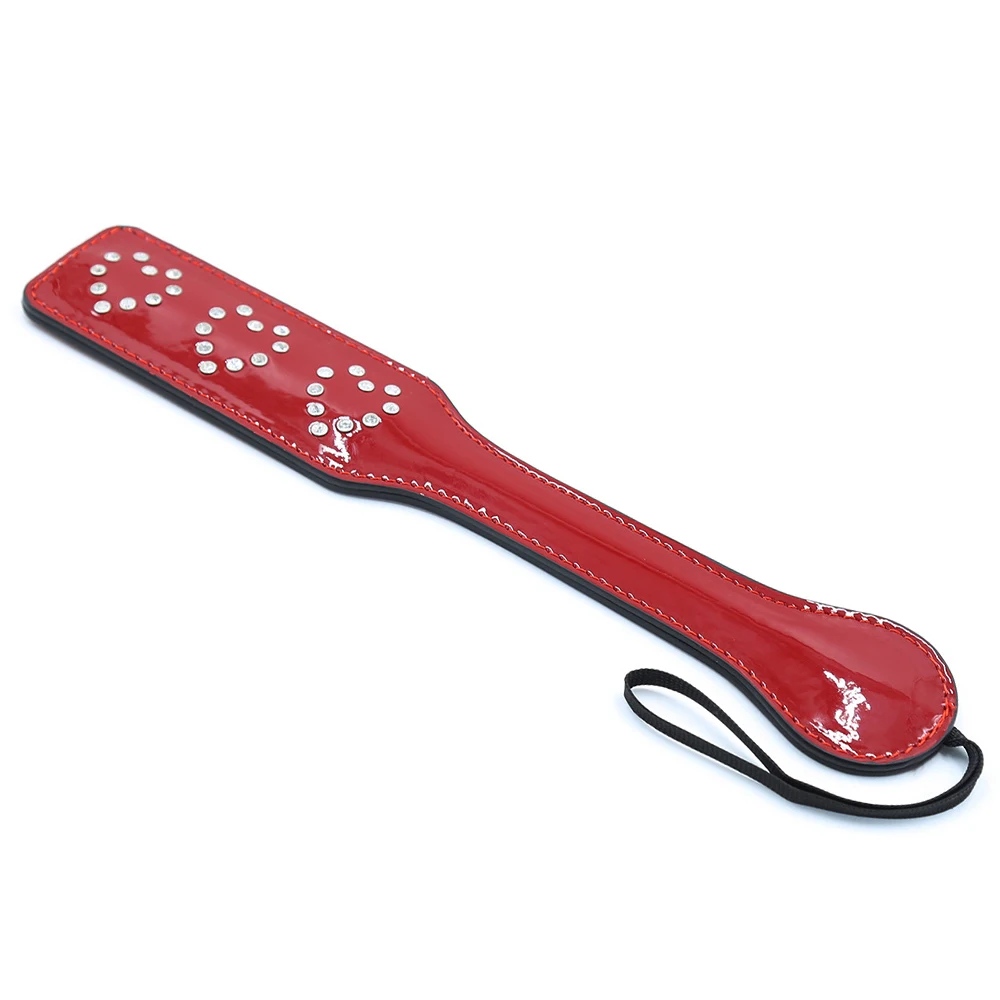 32CM Red PU Leather Flog Spank Paddle Horse Whip Beat Submissive for Horse Training Equestrian Riding bat