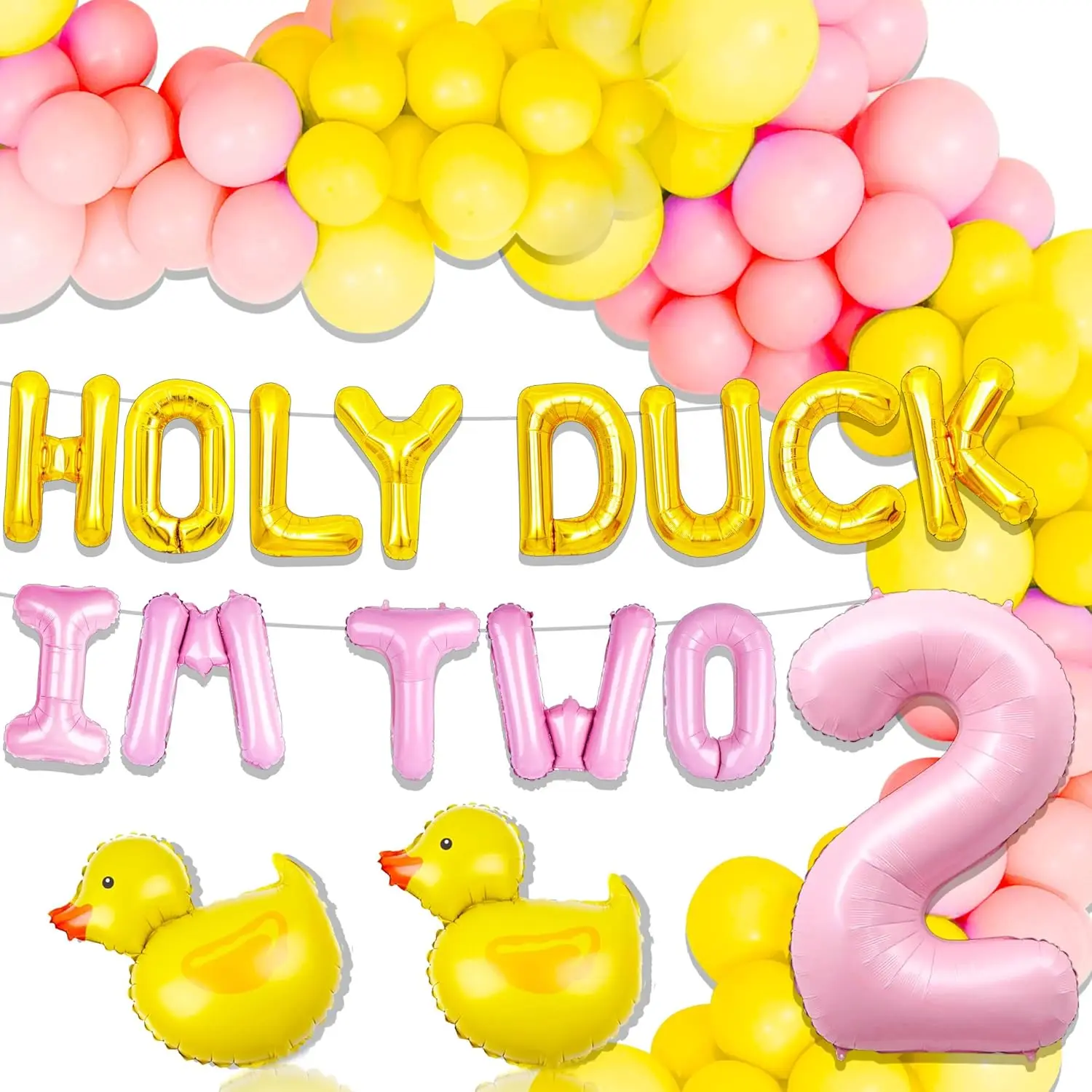 Laventy Holy Duck Im 2 แบนเนอร์วันเกิดบอลลูนฉากหลังปาร์ตี้โปรดปรานเป็ดยางวันเกิดที่สองเป็ดล่าสัตว์วันเกิดครั้งแรก