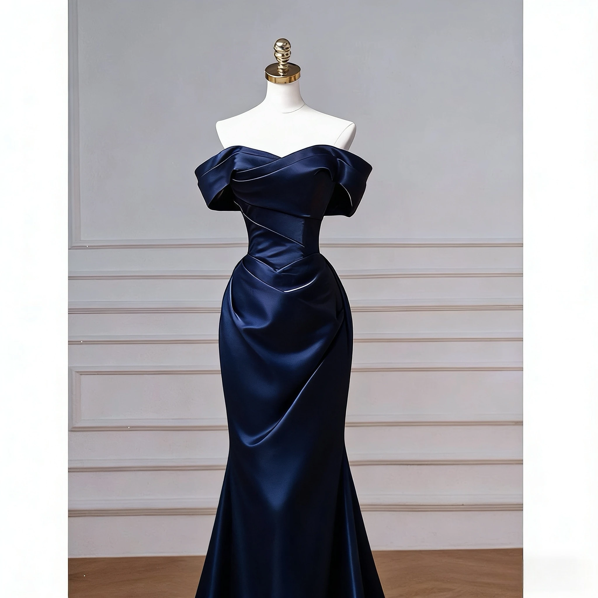 

Cocktail Dress Off The Shoulder Mermaid Backless Ruched Long Maxi Trailing Evening Party Wedding Guest Bridel Gowns for Women