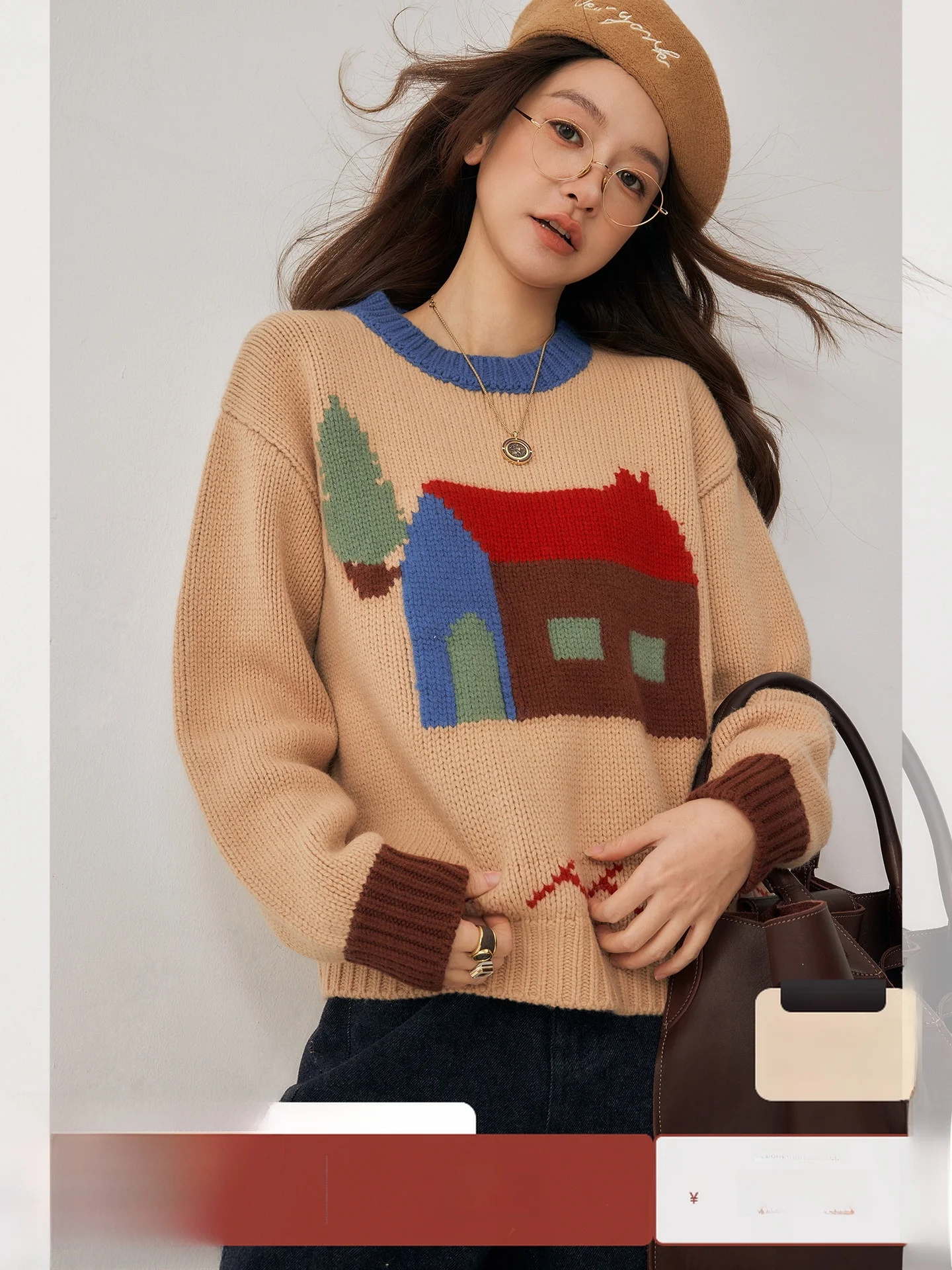 

Nordic Sle женский вязаный шерстяной свитер, мягкий свободный длинный све, теплый трикотаж Camere из 00% шерсти