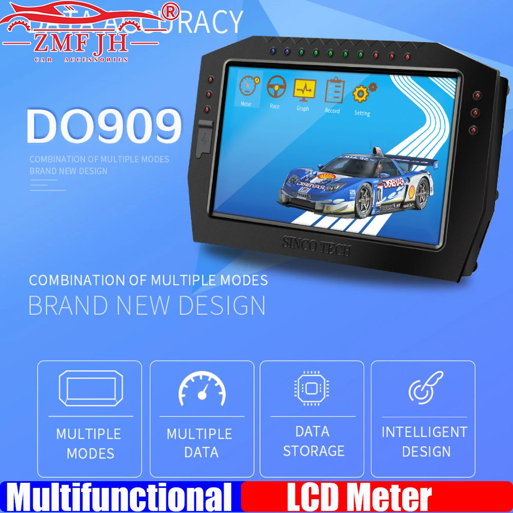 

ZMFJH Multifunctional Race Dashboard Full Sensor Kit Digital TFT Touch-Screen Life Waterproof LCD Racing Dash Gauge Meter DO909