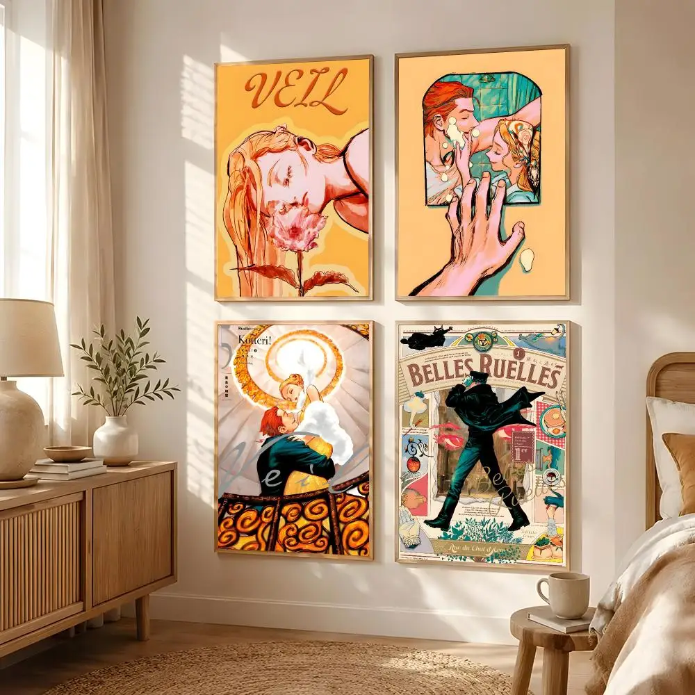 Vintage Romantic Anime Veil Poster Poster All-match HD Waterproof Self-Adhesive Wall Art Sticker For Home Bedroom