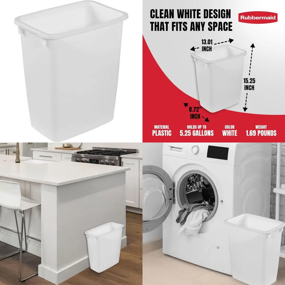 

21-футовая традиционная корзина для мусора с открытой вершиной, контейнер для мусора в помещении для ванных комнат и других помещений, белый