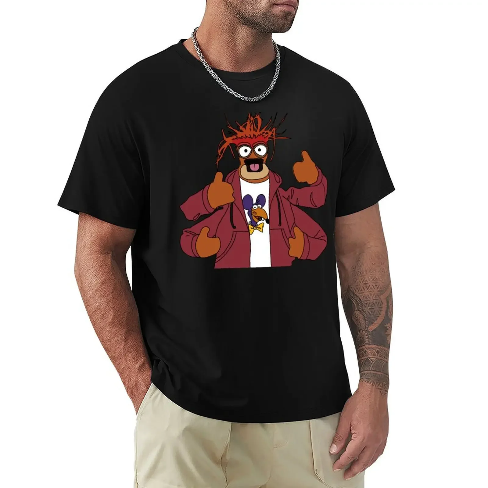 Pepe the King Prawn with Rizzo Shirt T-Shirt blacks blue archive oversized graphic tee oversized t shirt Men's t-shirt