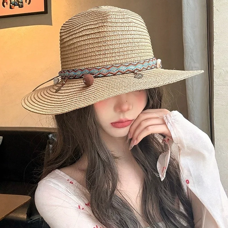 Versatile Outdoor Leisure Straw Hat for Vacations, Beaches, and Grasslands; Sun Protection Hat for Travel; Western Cowboy Hat