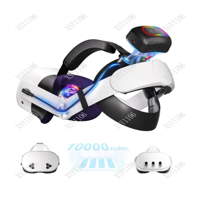 25W Fast Charge RGB Head Strap - 12000mAh Battery for Meta Quest 3s/3 Elite Halo VR Accessories
