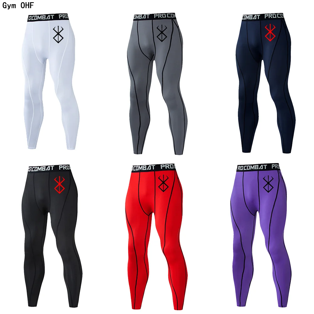 Rashguard Men's Compression Tight Pants Fitness Sport Running Leggings Men Anime Guts Gym Athletic Quick Dry Trousers Men