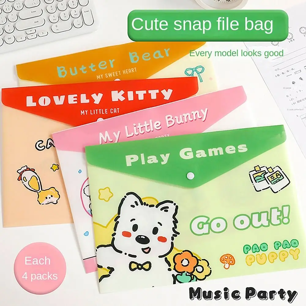 4 pz/set impermeabile A4 File Bag Cartoon PVC capibara Paper Storage Bag grande capacità archivi Bag Ticket Art Collection