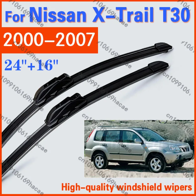 For Nissan X-Trail T30 2000 - 2007 2001 Car Wiper U-type Soft Rubber Boneless  Wiper HD Quiet Durable Automotive Wiper 24
