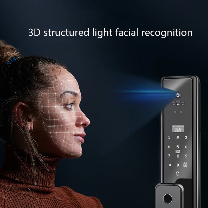 Factory 3D Facial Recognition Smart Lock Fingerprint Password Mobile Remote Unlock Video Monitoring Bluetooth