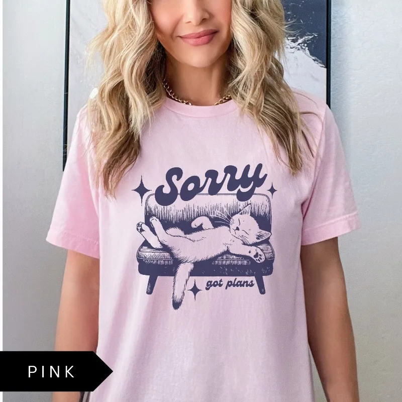 Sorry Got Plans Shirt, Funny Cat Shirt, Cat Lover, Lazy Tshirt, Retro Tshirt, Vintage Shirt, Mental Health Shirt, Meme T Shirt