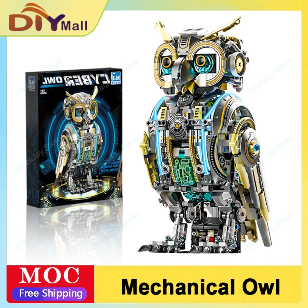 

Creative 1296Pcs Mechanical Detective Owl Building Blocks Ornaments Home Decoration MOC Assembly Bricks Toys Children Gift