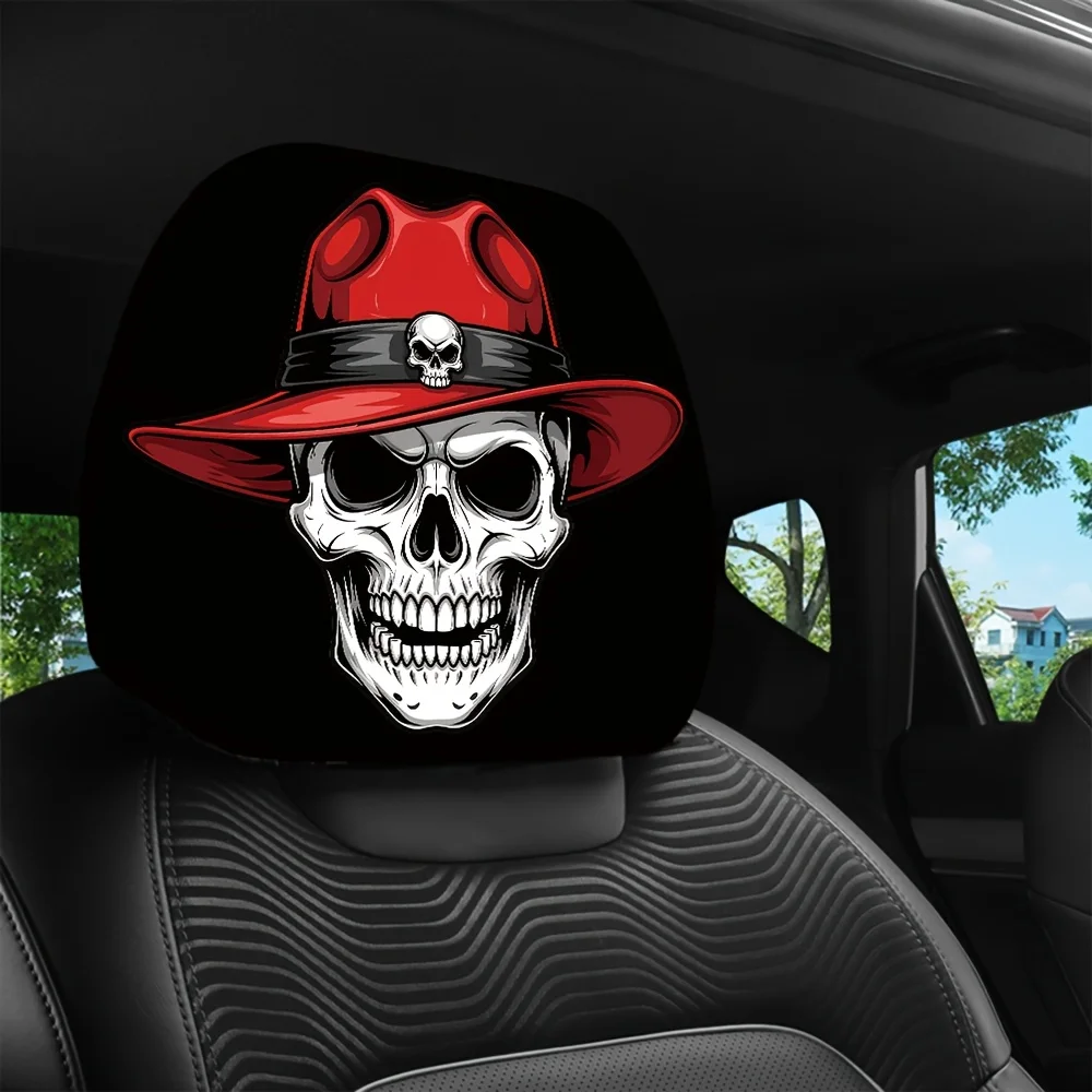 Cowboy Skull Car Headrest Cover, Lightweight & Durable, Essential Road Trip Seat Headrest Cover