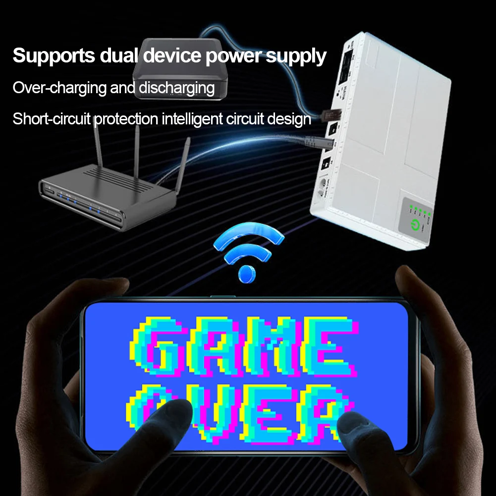 Fuente de alimentación ininterrumpida de 10400mAh/8800mah, fuente de alimentación de respaldo de 5V/9V/12V, adaptador óptico Cat incorporado