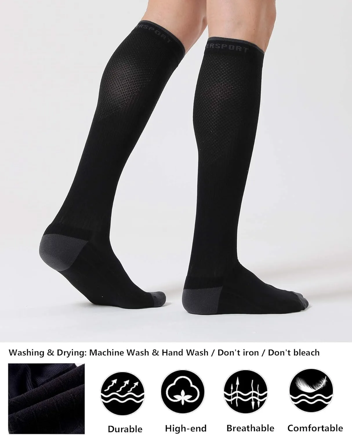 1 Pair Compression Socks for Men and Women 20-30 mmHg Running Support Socks