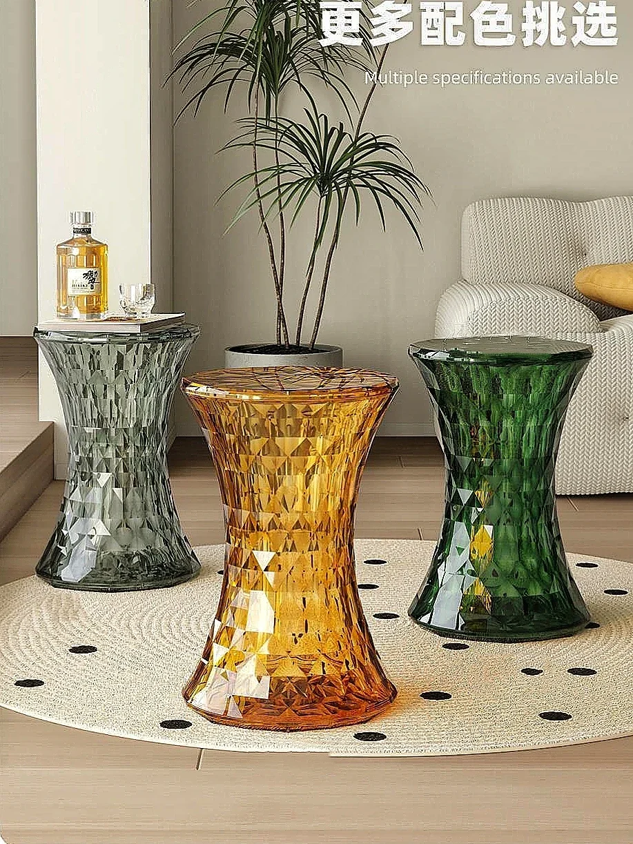 Creative Nordic Transparent Acrylic Storage Stool Entrance Colorful Multi-functional Crystal Bar Hourglass Stool